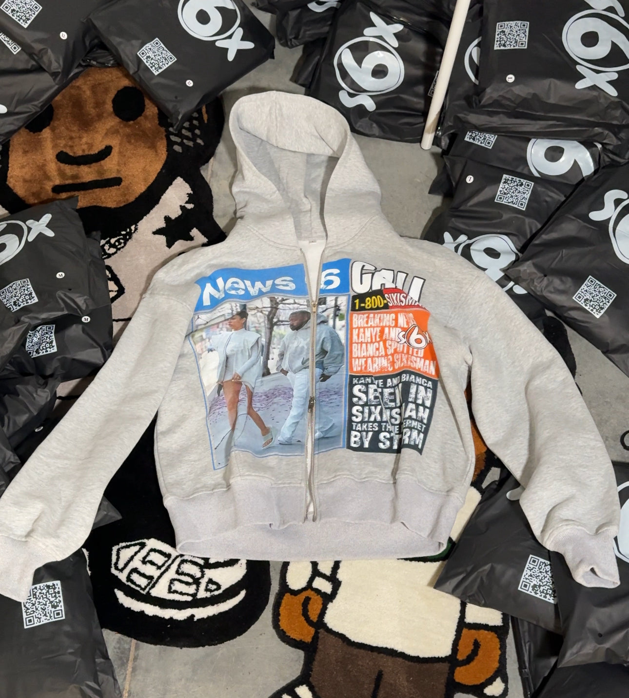 Kanye x Bianca heather gray hoodie after back to school Sale